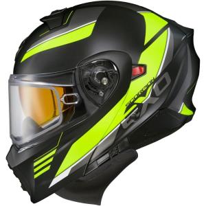 image:imageScorpionEXO GT930 Cold Weather Adventure Snowmobile Modular Helmet Dual Pane Shield with Breath Box and Bluetooth Ready Speaker Pockets Modulus BlackBlue  SmallHivis