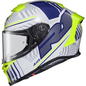 image:imageScorpionEXO R1 Air Full Face Motorcycle Helmet with Pinlock Shield and Bluetooth Ready Speaker Pockets DOT ECE Juice WhiteBlue  Large