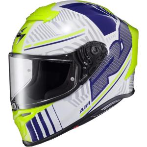 image:imageScorpionEXO R1 Air Full Face Motorcycle Helmet with Pinlock Shield and Bluetooth Ready Speaker Pockets DOT ECE Juice WhiteBlue  Medium
