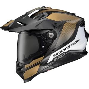 image:imageScorpionEXO XT9000 Full Face Carbon Fiber Adventure Motorcycle Helmet with Pinlock Ready Shield Bluetooth Ready Speaker Pockets DOT ECE Trailhead HiVis  MediumTrailhead Matte Gold