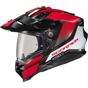 image:imageScorpionEXO XT9000 Full Face Carbon Fiber Adventure Motorcycle Helmet with Pinlock Ready Shield Bluetooth Ready Speaker Pockets DOT ECE Trailhead HiVis  MediumTrailhead Dark Red