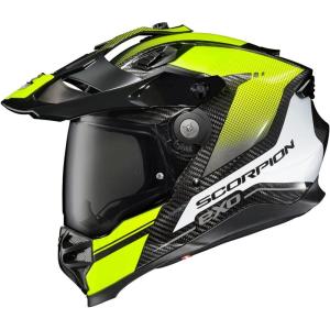 image:imageScorpionEXO XT9000 Full Face Carbon Fiber Adventure Motorcycle Helmet with Pinlock Ready Shield Bluetooth Ready Speaker Pockets DOT ECE Trailhead HiVis  MediumTrailhead Hivis