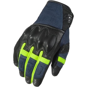 image:imageScorpionEXO Cool Hand Pro Gloves Mens Short Cuff Hook and Loop Motorcycle Riding Gloves RibStretch Knuckle BlackGrey  XSmallDark BlueHiviz